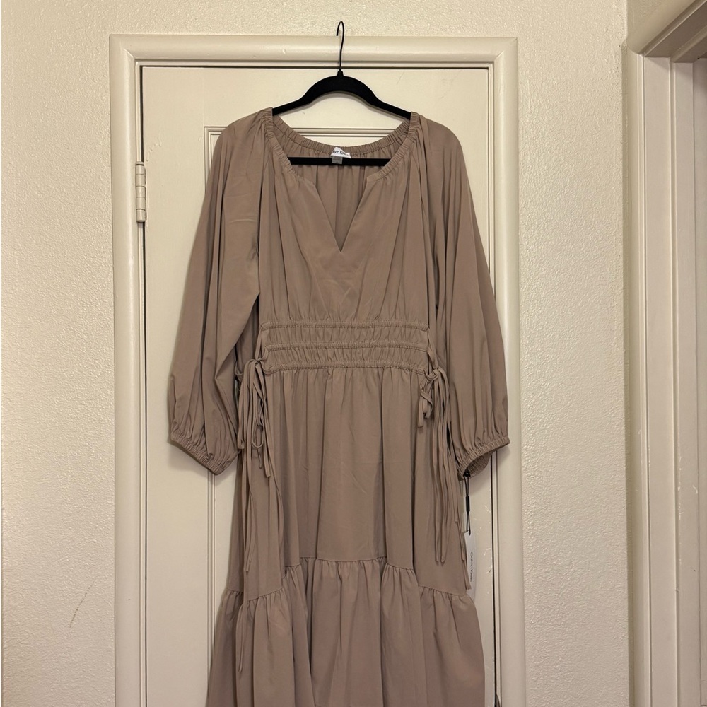 Calvin Klein Collection Tan Long Sleeve Dress